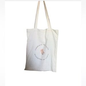 Daughters of India Boho Cream Cotton Tote Bag With Logo